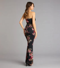 Midnight Romance Floral Mesh Maxi Dress