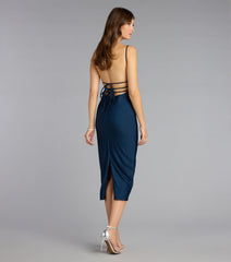 Lace-Up Allure Bodycon Midi Dress