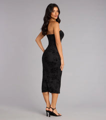 Twist Of Noir Velvet Midi Dress