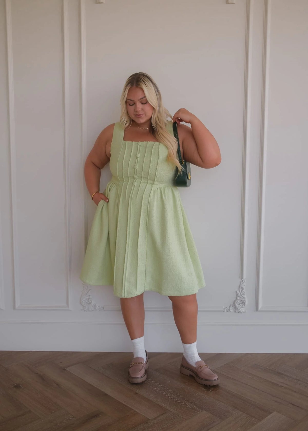 Waldorf Tweed Boucle Dress - Green