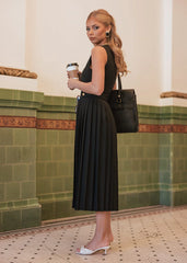 Presley Pleated Pencil Dress - Black