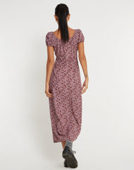 Larson Midi Dress in 90’s Floral Burgundy