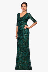"Samara" Sequin V-Neck Floor Length Dress