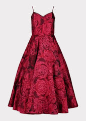Kelly A-line Jacquard Midi Dress - Red