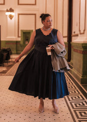 Nantucket Grove Scalloped Midi Work Dress - Navy