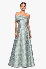 "Judith" Brocade One Shoulder A-Line Floor Length Dress