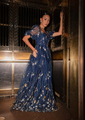 Starla Star Print Corset Maxi Dress - Navy