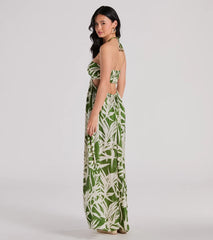 Bright Beauty Halter Cutout Tropical Maxi Dress