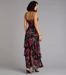 Blush Hour Floral Ruffle Maxi Dress