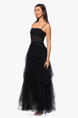 "Jasmine" Spaghetti Strap Mesh Corset Gown