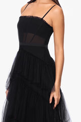 "Jasmine" Spaghetti Strap Mesh Corset Gown