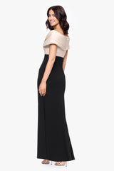 "Yasmeen" Long Off The Shoulder Scuba Crepe Gown