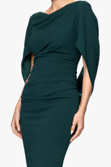 Petite "Jordan" Short Scuba Crape Draped Back Dress