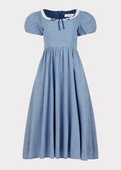 Giselle Micro Gingham Print Dress - Blue