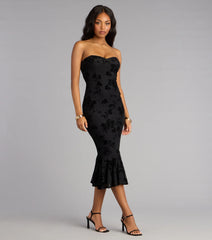 Enchanted Noir Lace Up Midi Dress