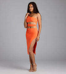 Turn Up The Heat One-Shoulder Cutout Midi Dress