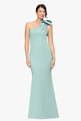 "Daisy" Long Scuba Crepe One Shoulder Dress