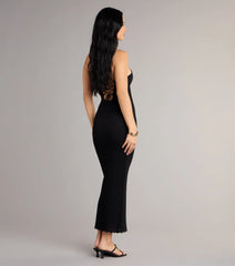 It Girl High Neck Lace Up Maxi Dress