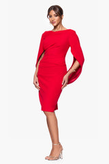 Petite "Jordan" Short Scuba Crape Draped Back Dress