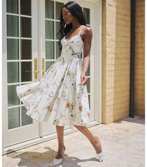 Garden Party Goals Floral Corset A-Line Midi Dress