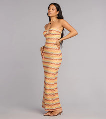 Golden Glow Strapless Maxi Dress