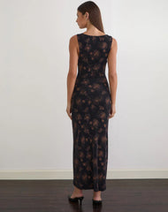 Minso Maxi Dress in Black with Bronze Shimmer