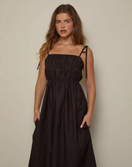 Haruko Midi Dress in Bitter Chocolate