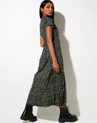 Salara Midi Dress in Flowing Flower Black