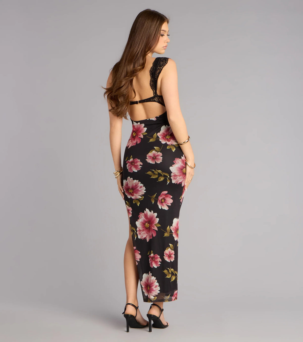 Love Language Floral Lace Slit Maxi Dress