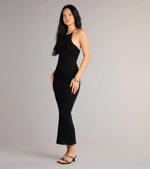 It Girl High Neck Lace Up Maxi Dress