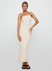 Cloud Strapless Boucle Maxi Dress Cream