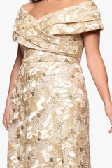 Plus "Teyana" Soutache Sequin Off the Shoulder Floor Length Dress