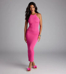 Time To Vacay Halter Lace-Up Maxi Dress