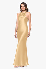 "Shannon" Halter Necktie Floor Length Dress
