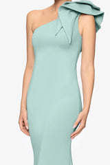 "Daisy" Long Scuba Crepe One Shoulder Dress