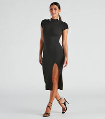 Everyday Chic Ribbed Knit Midi Dress