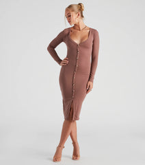 Step It Up Henley Knit Midi Dress