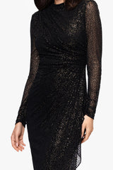 "Adelaide" Velvet Burnout Long Sleeve Floor Length Dress