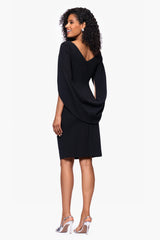 Petite "Jordan" Short Scuba Crape Draped Back Dress