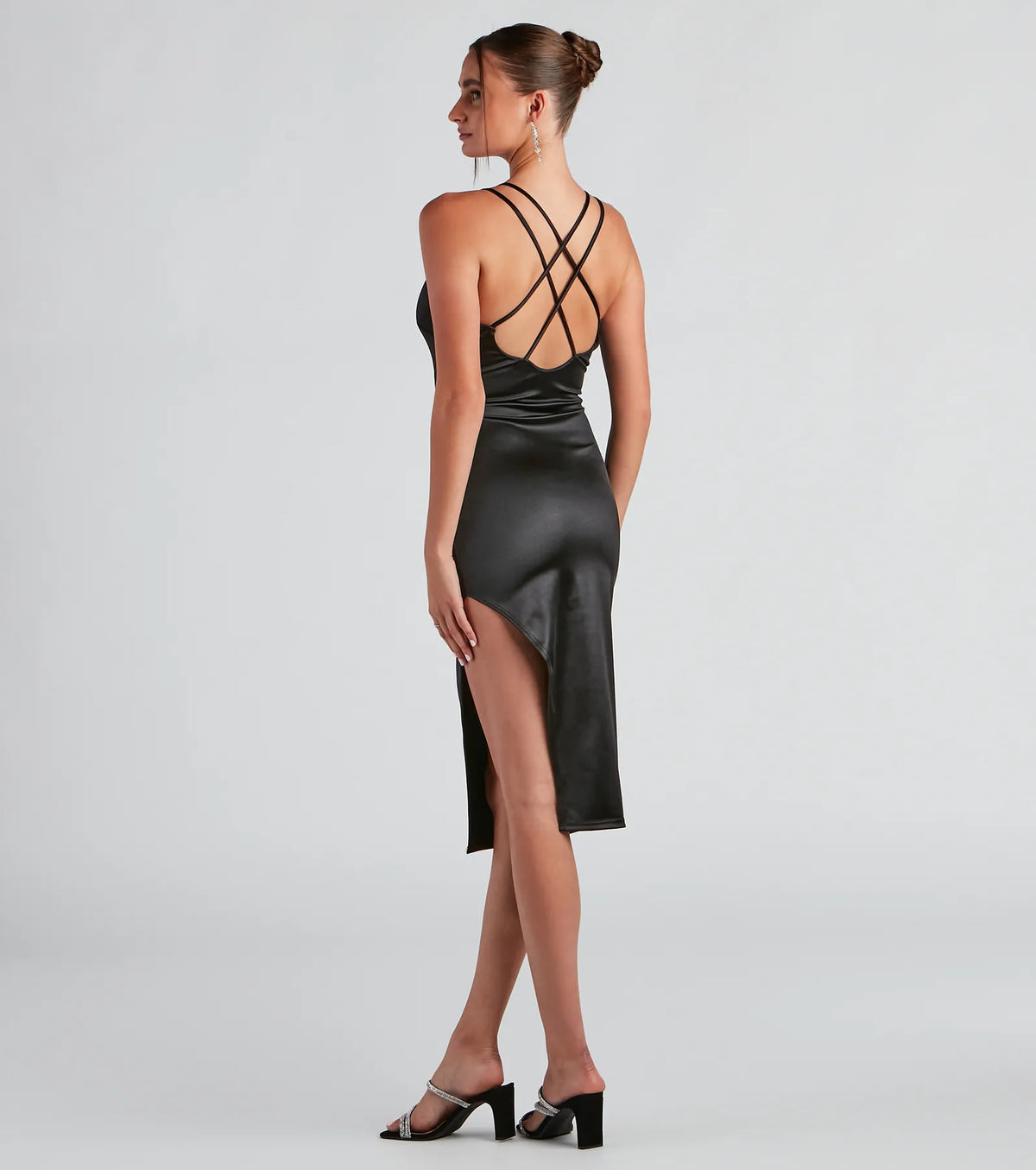 Cocktail Hour Satin Midi Dress