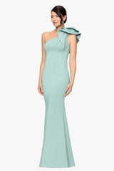 "Daisy" Long Scuba Crepe One Shoulder Dress