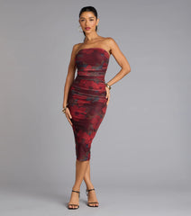 Love Struck Floral Mesh Midi Tube Dress