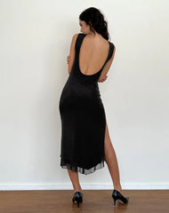 Lyra Backless Midi Dress in Mesh Black