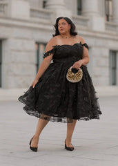 Mariposa Butterfly Corset Midi Dress - Black