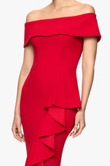 "Carina" Long Off the Shoulder Ruffle Dress