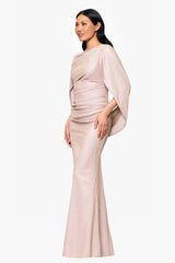 "Gracie" Galaxy Knit Glitter Draped Gown