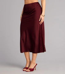 Slip Into Elegance Satin Lace Midi Skirt