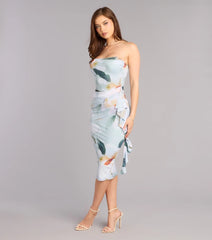 Flirty Invite Floral Strapless Midi Dress