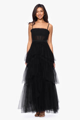 "Jasmine" Spaghetti Strap Mesh Corset Gown