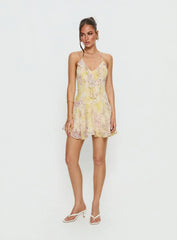 Hey Blondie Ruffle Halter Mini Dress Multi Floral